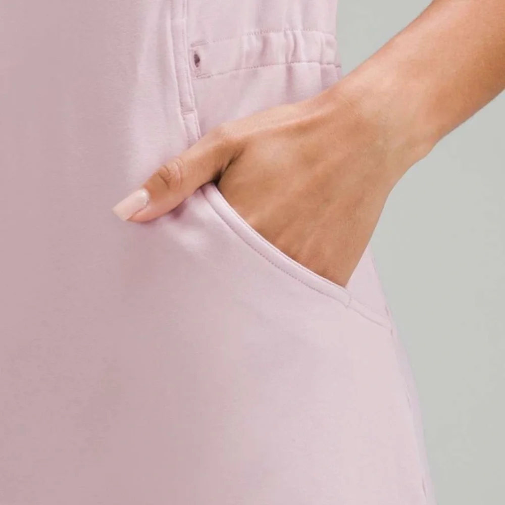 Lululemon French Terry V-Neck Romper Pink Peony